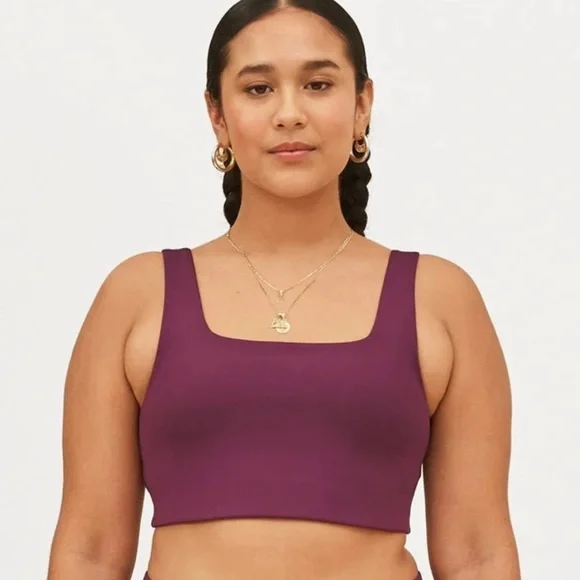 Girlfriend Collective NWOT Plum Tommy Cropped Bra Purple - Picture 4 of 9